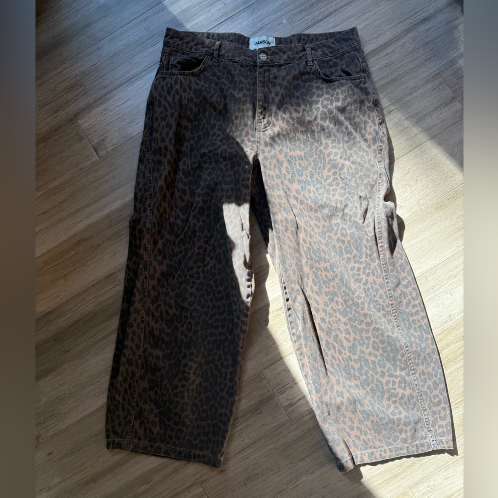 Leopard Print Wide Leg Jeans